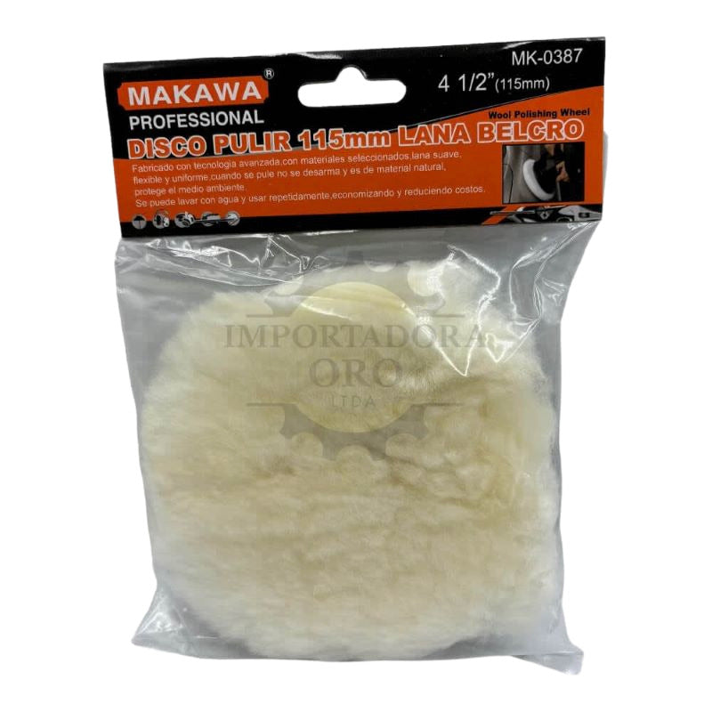 Disco Para Pulir 115mm 4 1/2 PuLG Lana Velcro Makawa Mk-0387