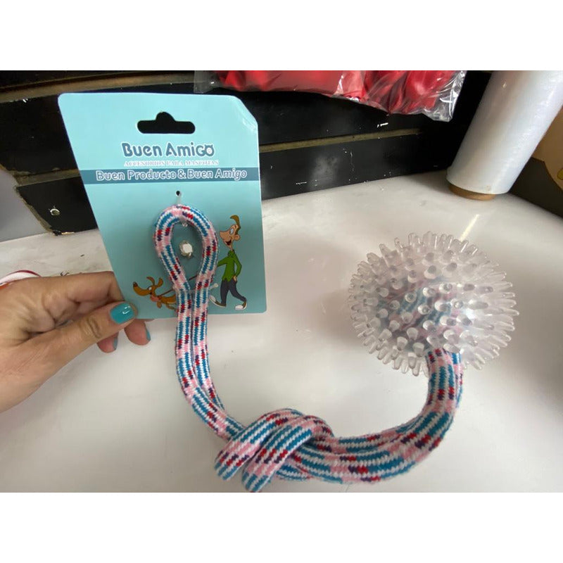 Juguete Para Perro Interactivo Con Cuerda Y  Pelota