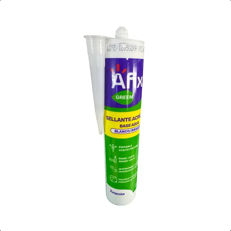 Sellador Acrílico Acuoso Blanco Pintable Afix 430g Interiores Exteriores