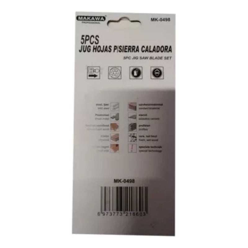 Set Juego Hojas Para Sierra Caladora 5 Piezas Tipo U