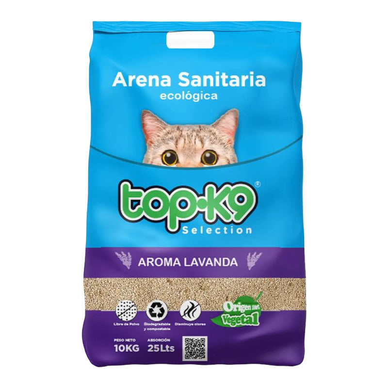 Arena Sanitaria Ecológica Top-k9 10 Kg Aroma Lavanda