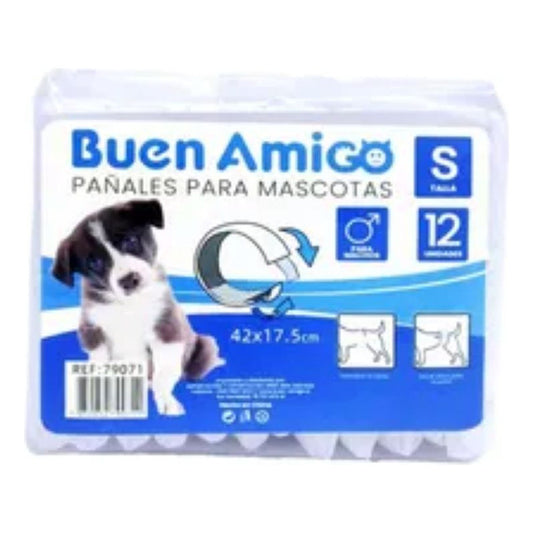 Pañal Para Perro Talla S 12 Und  Seco Y Cómodo
