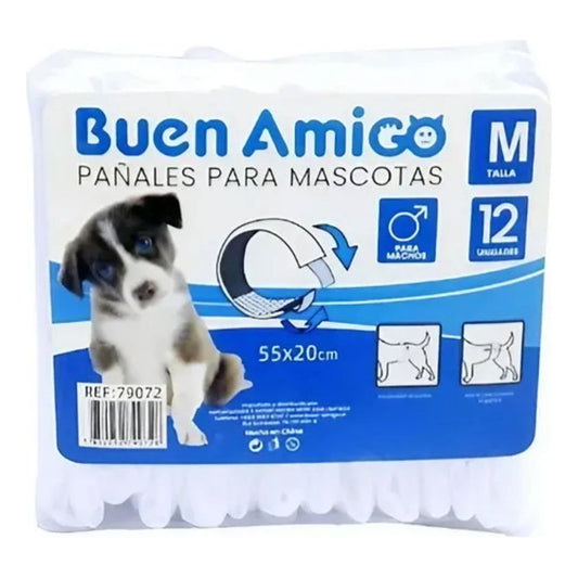 Pañal Para Perro Talla M 12 Und  Seco Y Cómodo