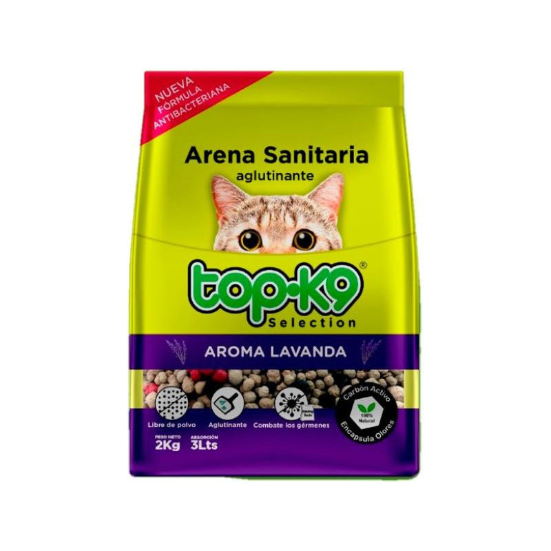 Arena Sanitaria Aglutinante Topk9 2kg Lavanda.