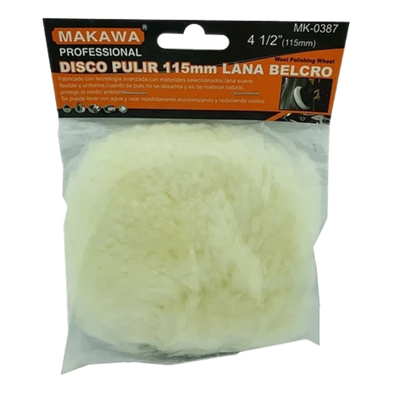 Disco Para Pulir 115mm 4 1/2 PuLG Lana Velcro Makawa Mk-0387