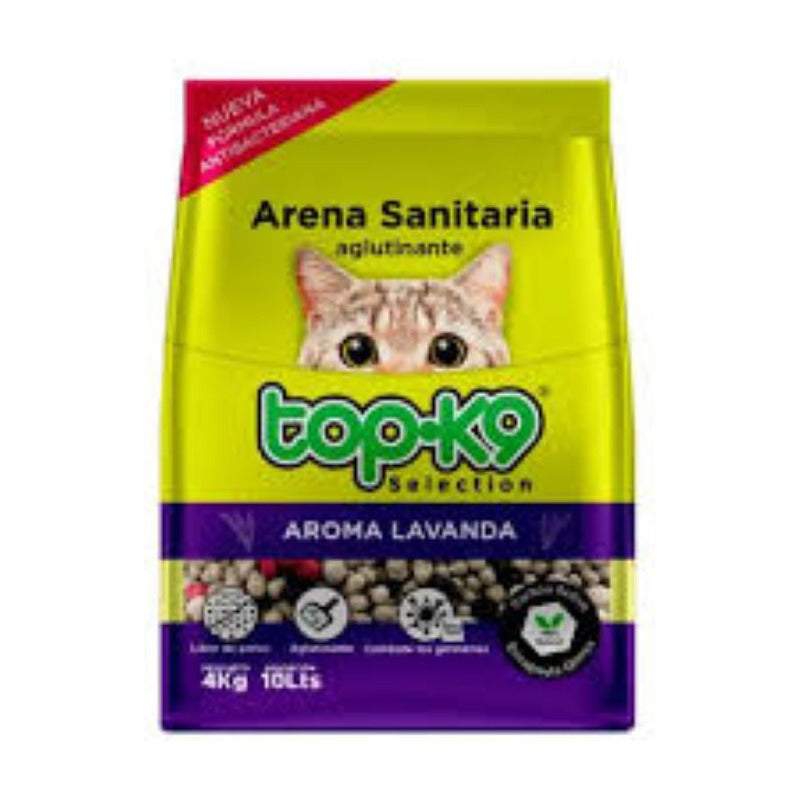 Arena Aglutinante Topk9 4kg Lavanda Con Arenero 3 Bandejas.