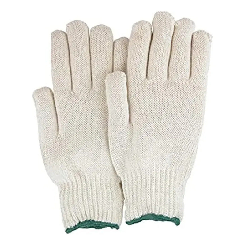 Guante De  Hilo 2 Hebras Multipropósito (12 Pares) Blanco