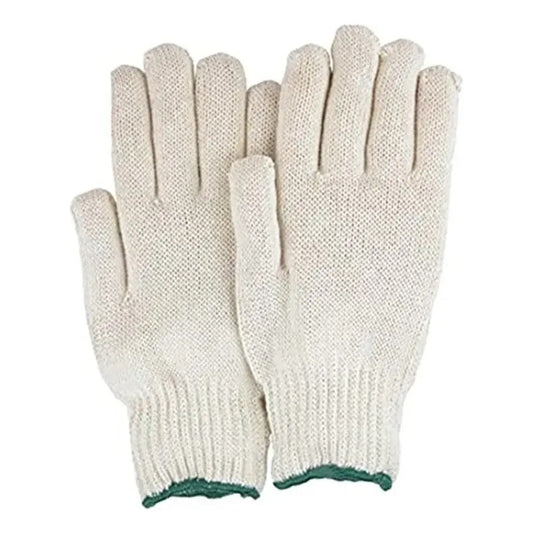 Guante De  Hilo 2 Hebras Multipropósito (12 Pares) Blanco