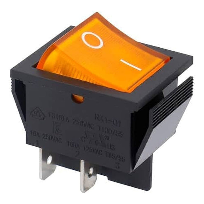 Interruptor Cuadrado Naranja 4 Pines 16 A 250vac Naranja