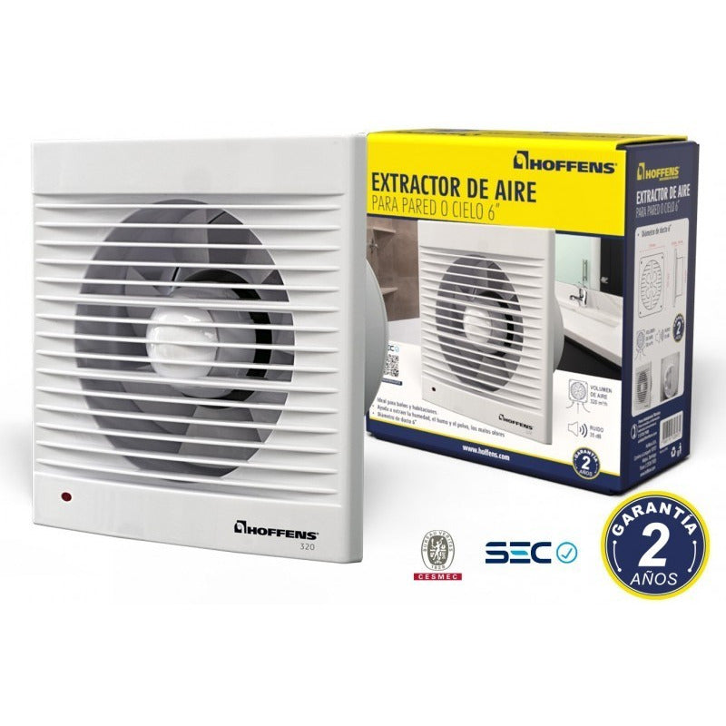 Extractor De Aire Hoffens 6 Pulgadas 320 M3/h, 20w Blanco