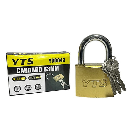 Candado De Seguridad 63mm Yts 3 Llaves Dorado