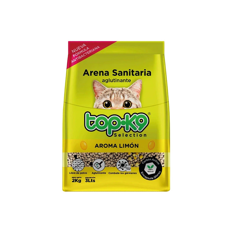 Arena Sanitaria Aglutinante Topk9 2kg Limon.