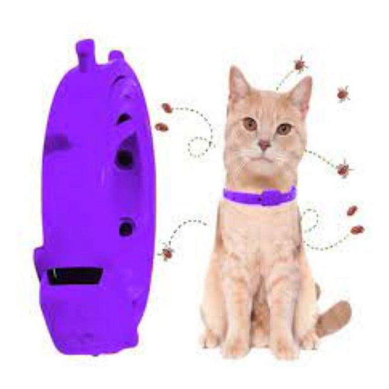 Collar Anti Pulgas Violeta Para Gatos 45cm Aromatizado Violeta