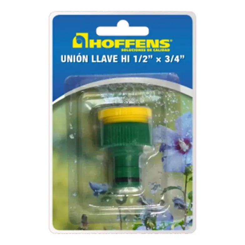Unión Para Manguera Llave 1/2 -3/4 Plastico Verde Hoffens