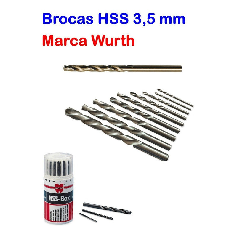 Brocas Hss 3,5mm Marca Wurth (caja 10 Un)