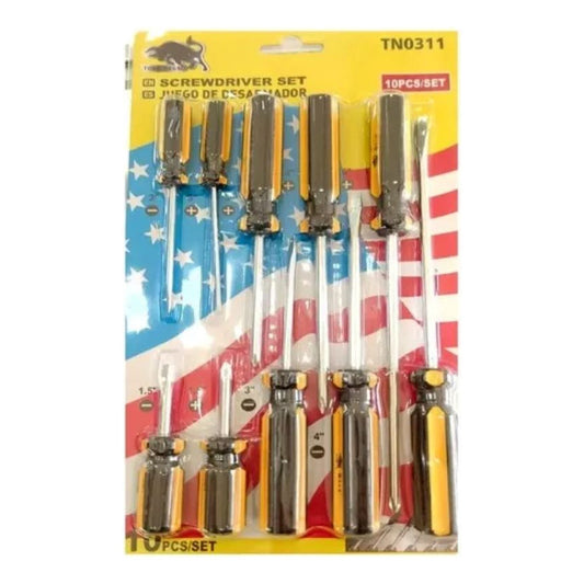 Juego Destornilladores - 10 Piezas Toro Negro