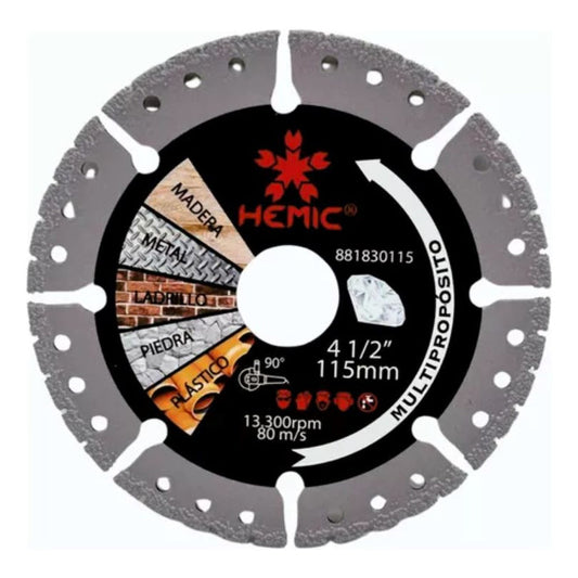 Disco Corte Diamantado Hemic Multipropósito 4 1/2 X 7/8