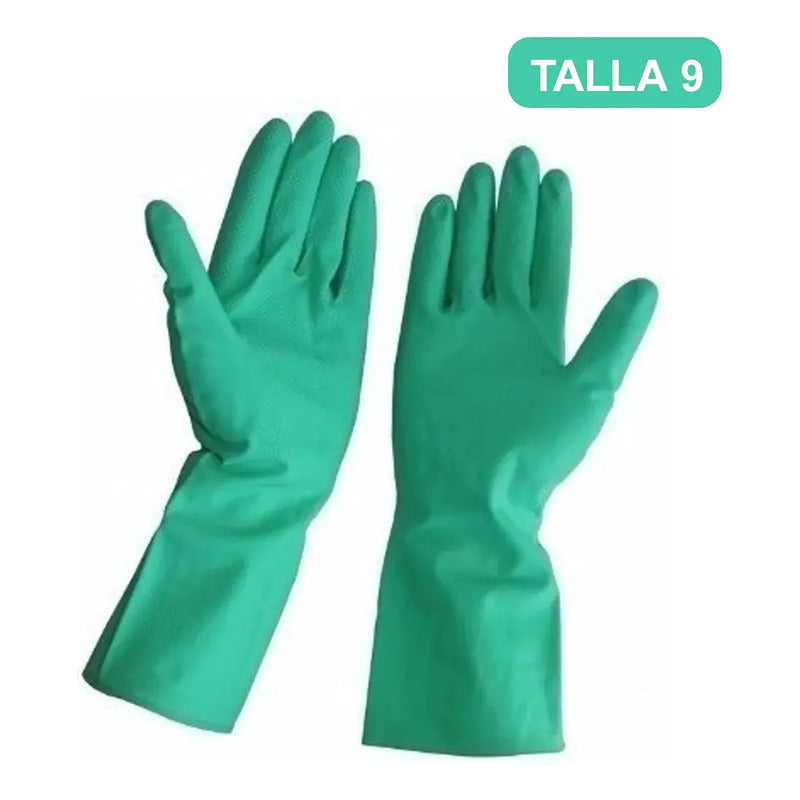 Guante De Nitrilo Flocado Black Bull, Talla 9 En Verde Claro