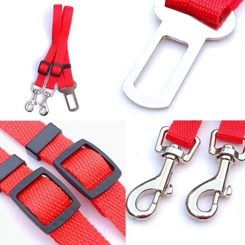 Cinturon De Seguridad Doble Para Mascotas Perro, Gato Rojo Unica Liso