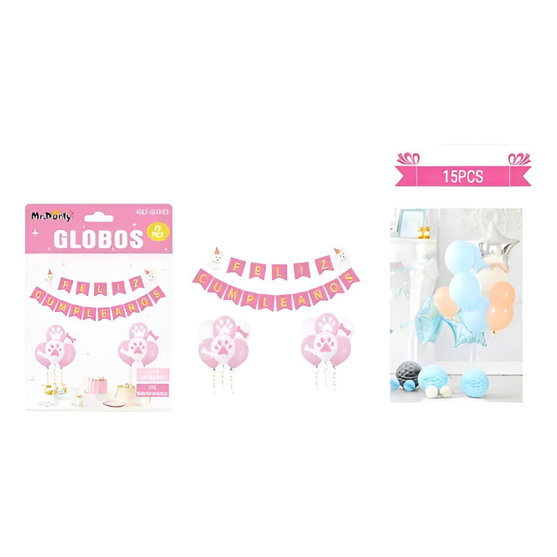 Set Globo Bandera De Cumpleaños Fiesta Temática Para Perros