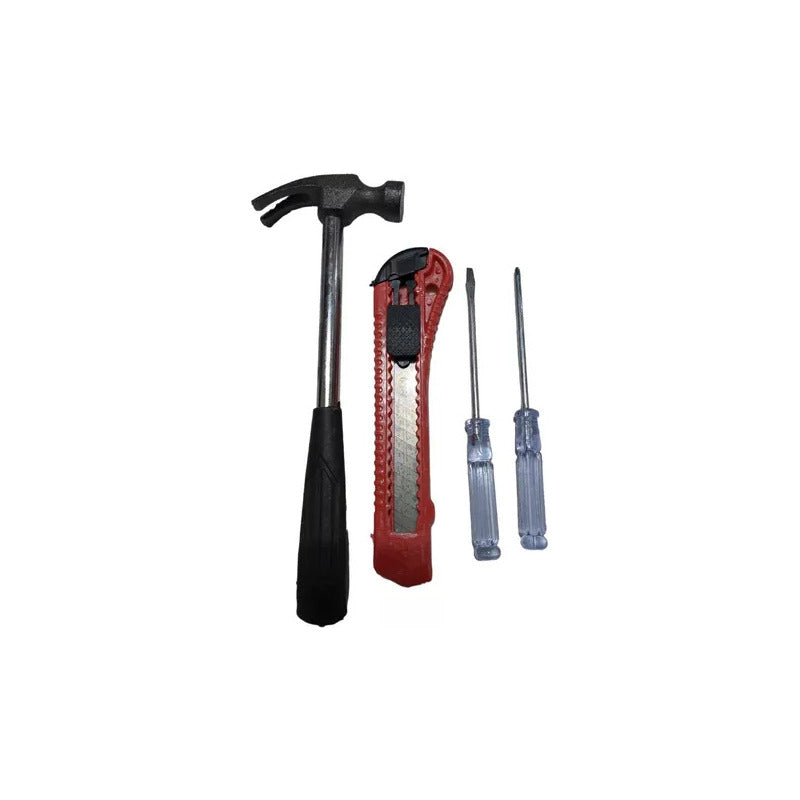 Set De Martillo + Corta Cartón + Dos Destornilladores