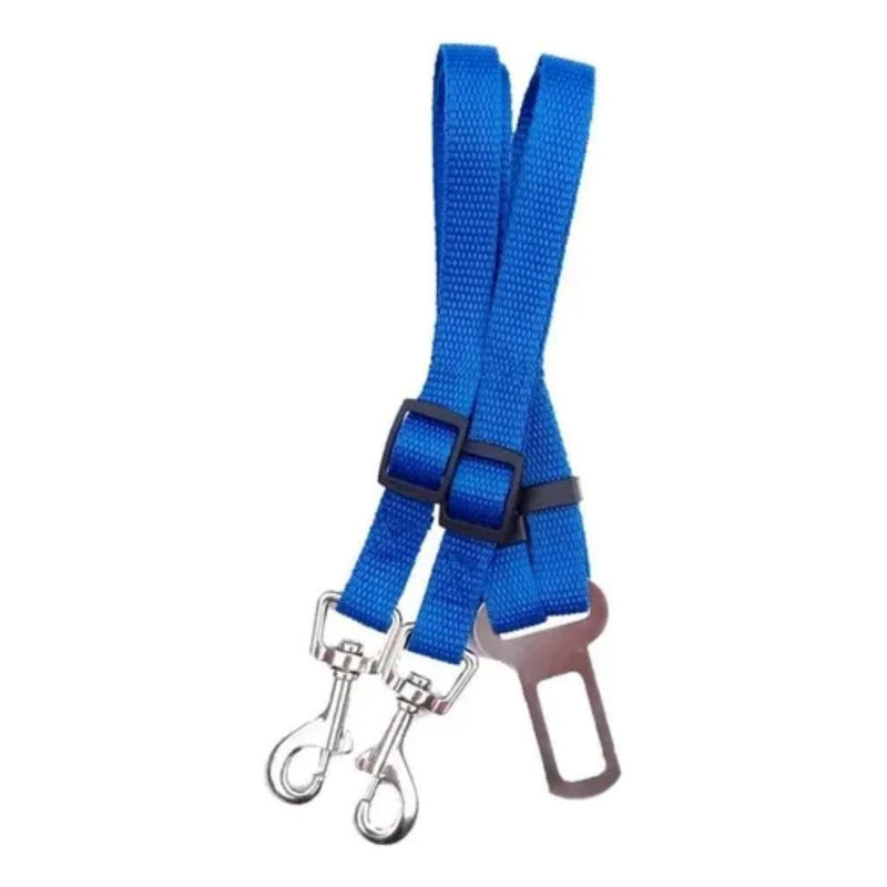 Cinturon De Seguridad Doble Para Mascotas Perro, Gato Azul Unica Liso
