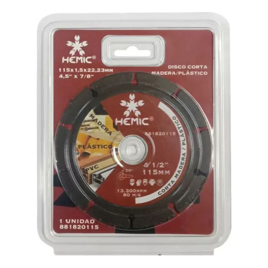 Disco Corta Madera/plastico 115mm Hemic