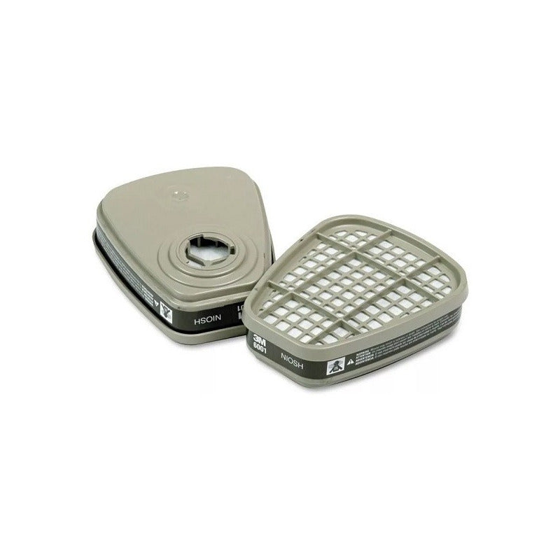 Respirador De Máscara 3m 6200 Con 1 Par De Cartuchos Químicos Para Vapores Orgánicos Tam M