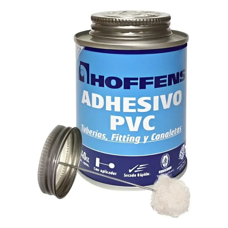 Adhesivo Pvc 240 Cc Lata Secado Rápido Hoffens Con Aplicador Color Transparente