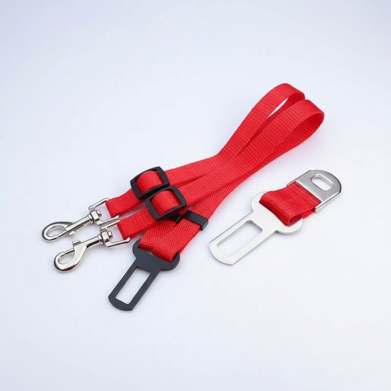 Cinturon De Seguridad Doble Para Mascotas Perro, Gato Rojo Unica Liso