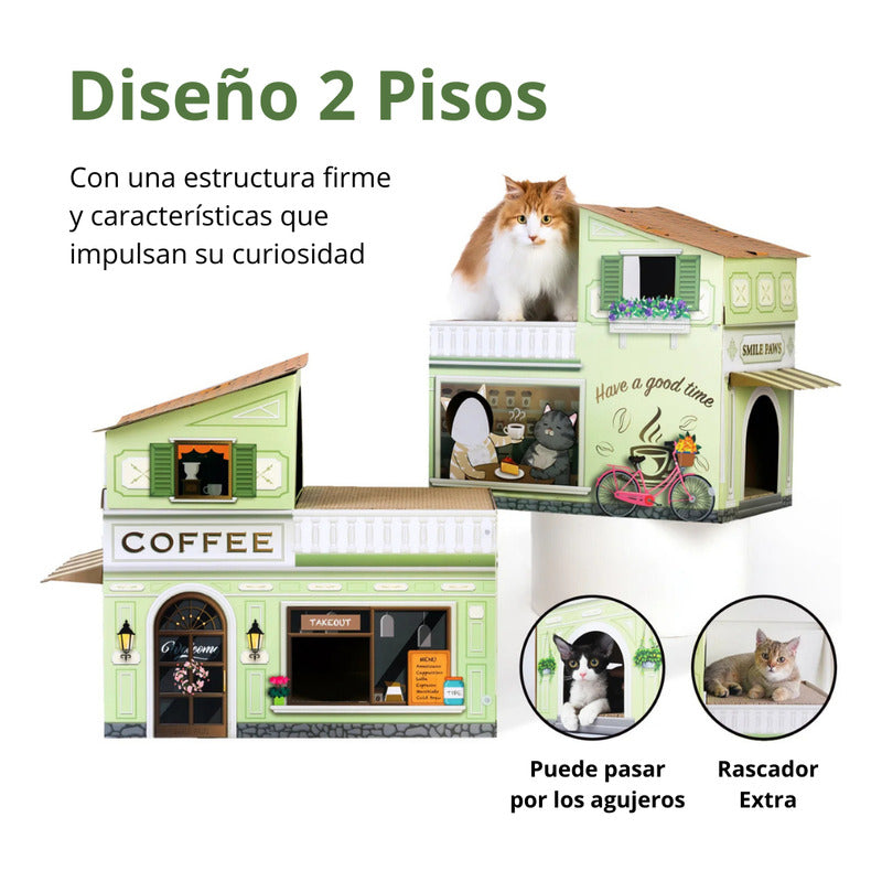 Casa Rascador Multiuso Coffee Shop Verde