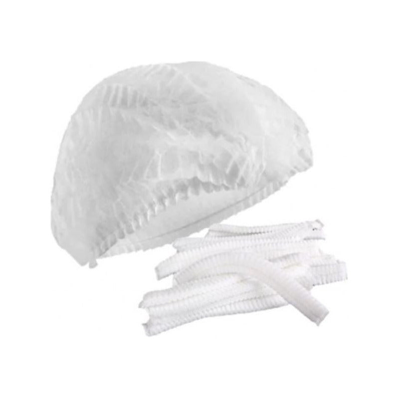 Pack 2 Cotona Poplin Blanca Delantal  + 5 Cofias Desechables