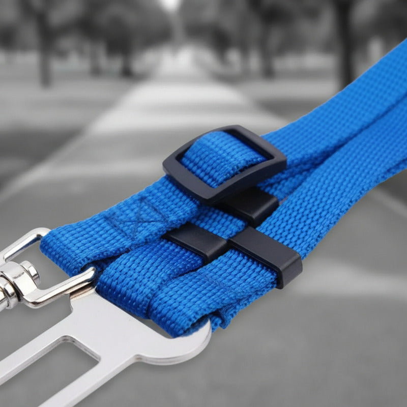 Cinturon De Seguridad Doble Para Mascotas Perro, Gato Azul Unica Liso