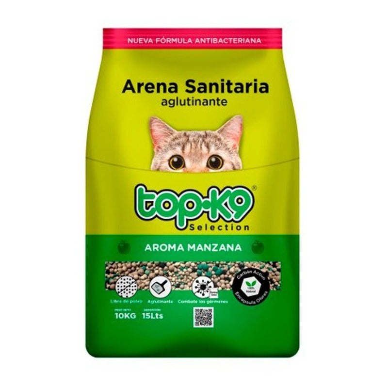 Arena Sanitaria Aglutinante Top-k9 De 10kg Aroma Lavanda - Antibacterial Con Carbón Activo