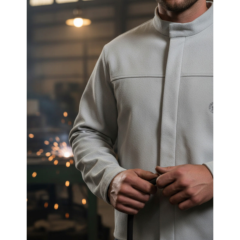 Chaqueta Soldador Full Cuero Kevlar  Gris M