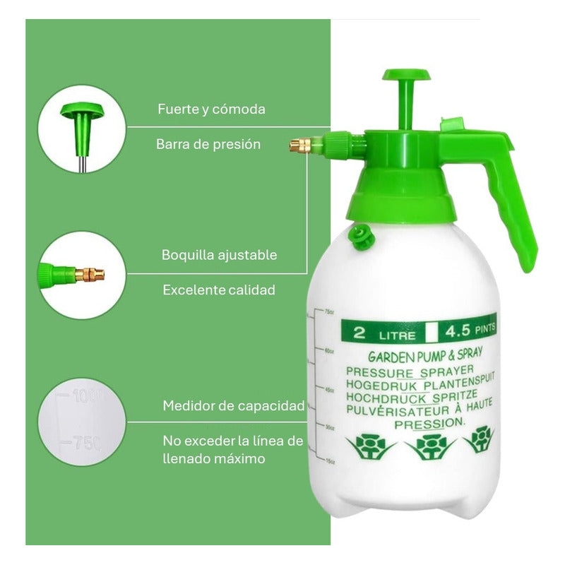 Fumigador Pulverizador Rociador 2 Litros Bomba Manual Blanco Blanco