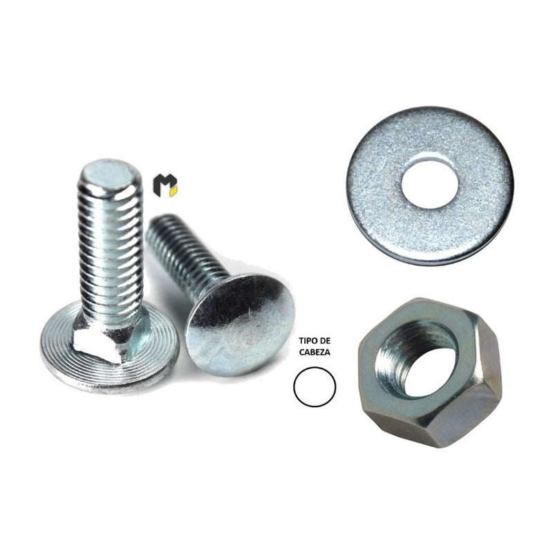 Pack Perno Coche 1/4x2 + Tuerca + Golilla Clbra (100 Un)
