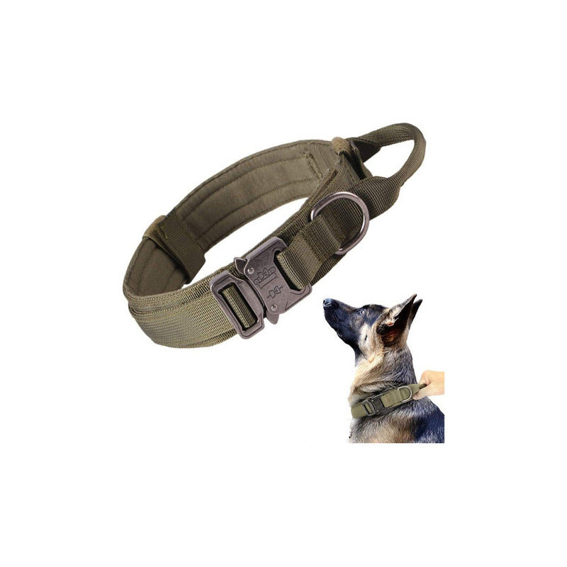 Collar Para Perro, Táctico, Color Verde Tamaño Del Collar Xl