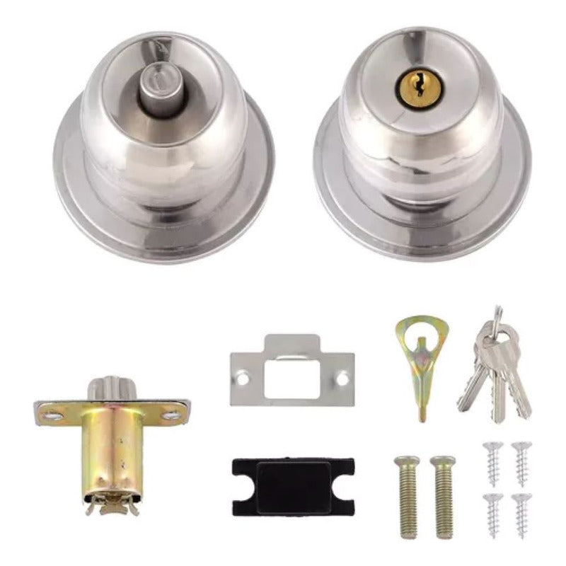 Cerradura De Pomo Cromado Blister Para Puertas