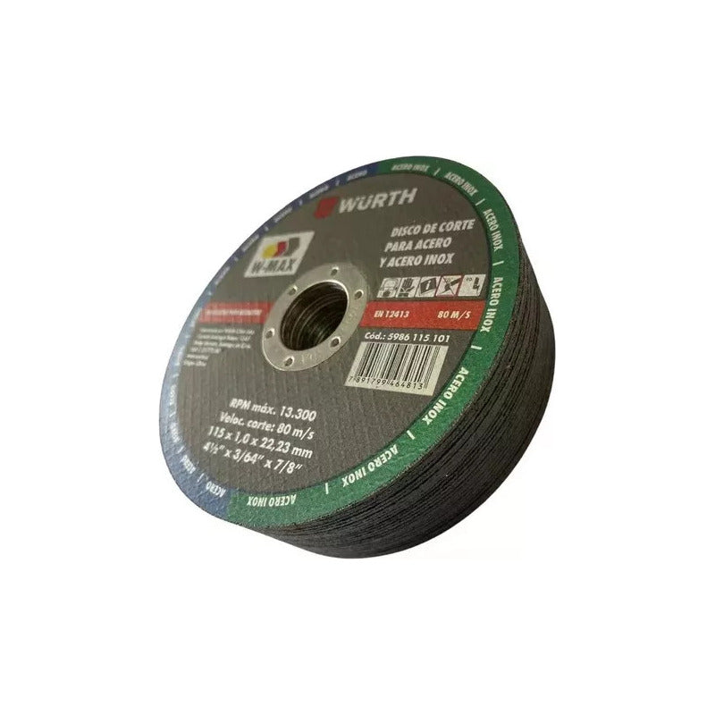 Disco Corte Inox/metal Wurth 4 1/2x1mm Pack De 10 Unidades