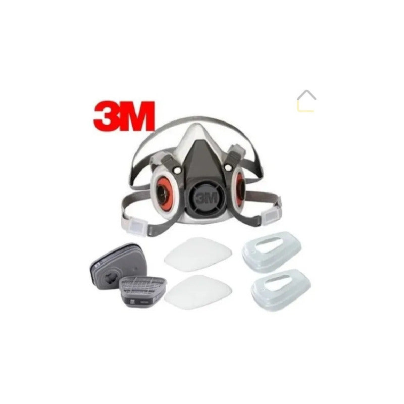 Respirador De Máscara 3m 6200 Con 1 Par De Cartuchos Químicos Para Vapores Orgánicos Tam M