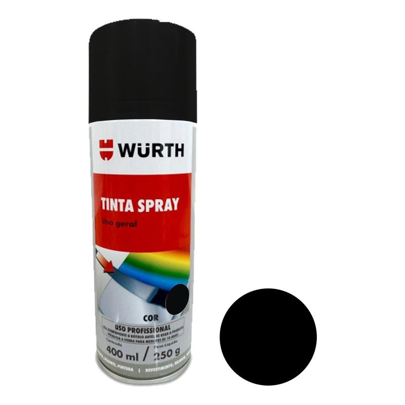 Pintura En Aerosol Negra Brillante De Uso General De Wurth