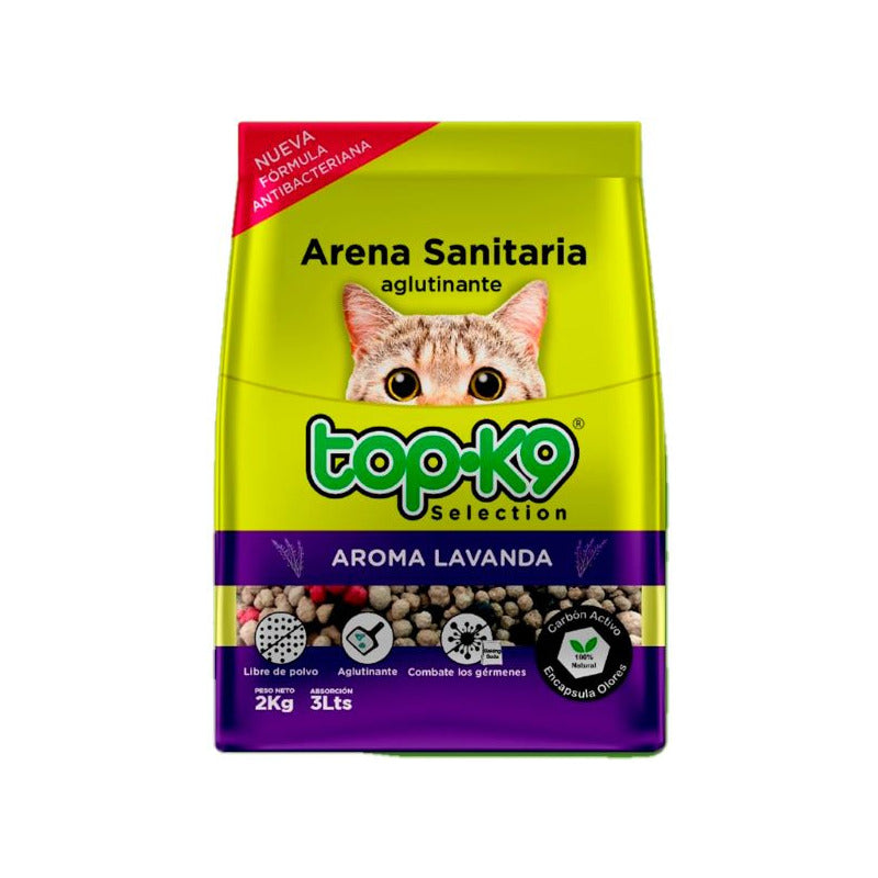 Arena Sanitaria Aglutinante Topk9 2kg Lavanda.