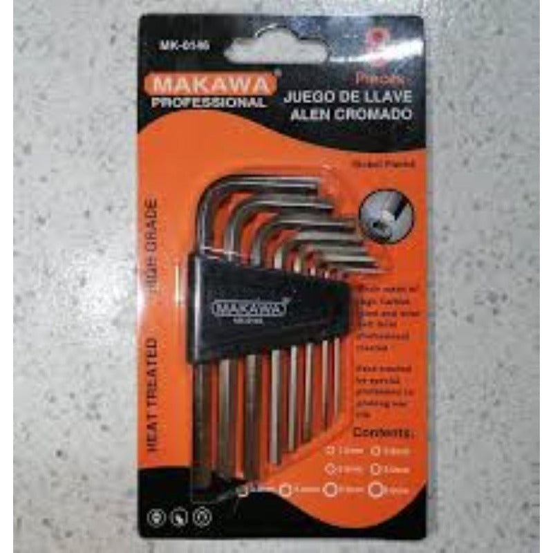 Juego Llave Allen 8 Piezas Cromada Makawa