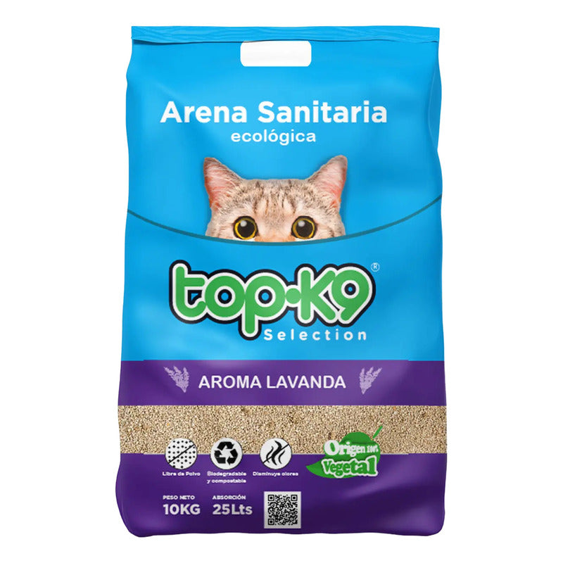 Arena Sanitaria Ecológica Top-k9 10 Kg Aroma Lavanda