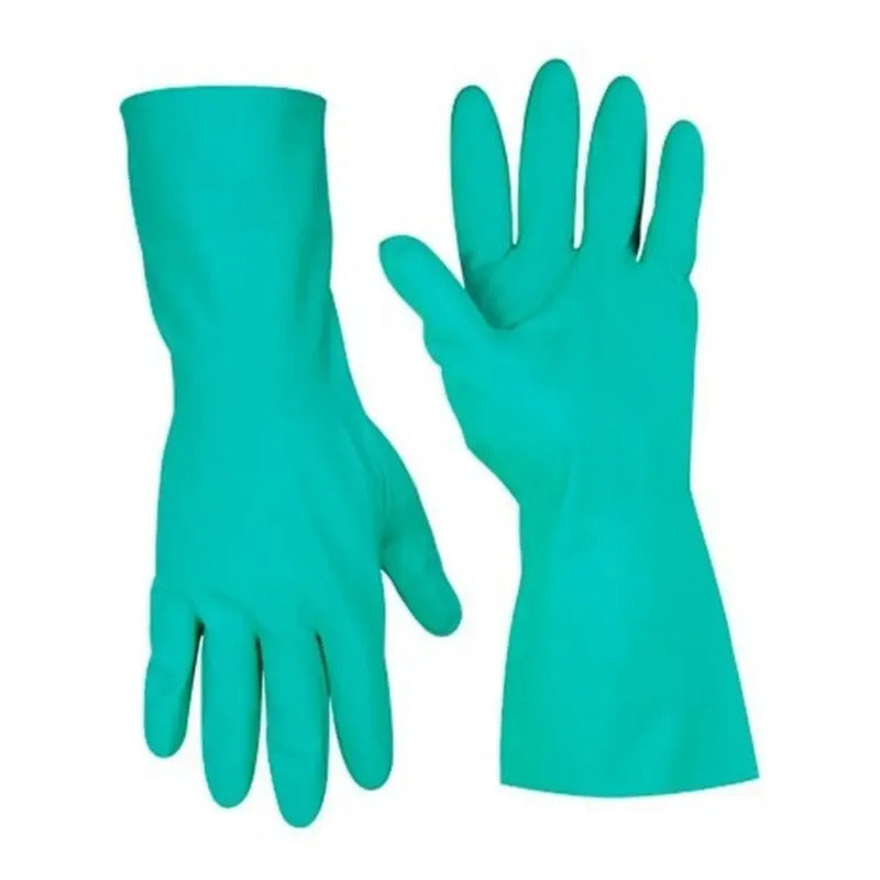 Guantes De Nitrilo Flocados Antideslizantes Metalfer Spa Verdes Verde