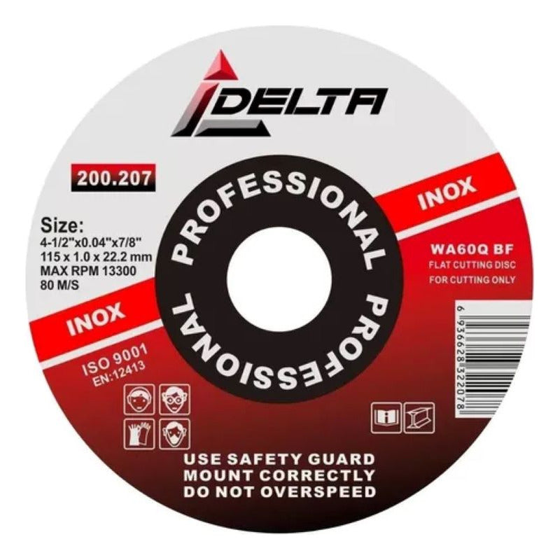 Caja ( 50 Uni ) Disco Corte Metal Inox 41/2  X 1 Mm Delta
