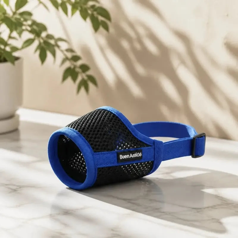 Bozal Para Perro Acolchado Suave Con Correa Ajustable Negro-variado Talla L
