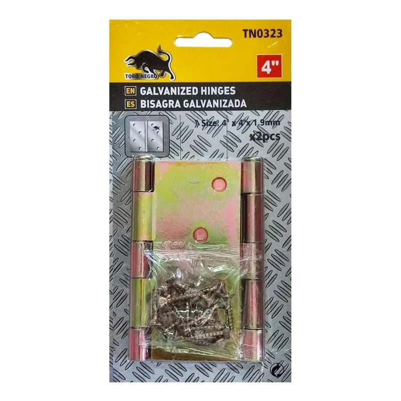 2 Bisagra Galvanizada 2pcs 4 Pulgadas Y Tornillos
