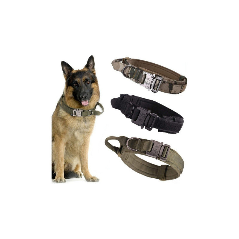 Collar Para Perro, Militar, Táctico, De Pastor Alemán, Tamañ Color Verde Tamaño Del Collar Xl
